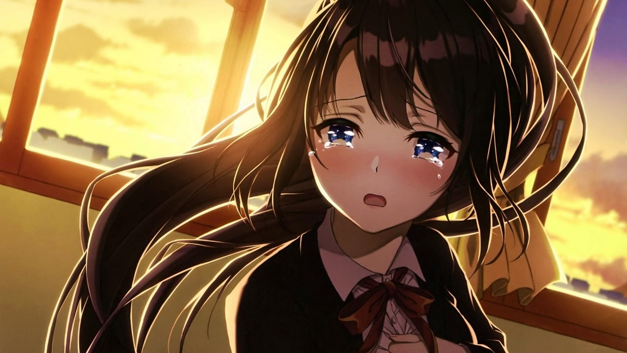 Anime girl crying doujinshi