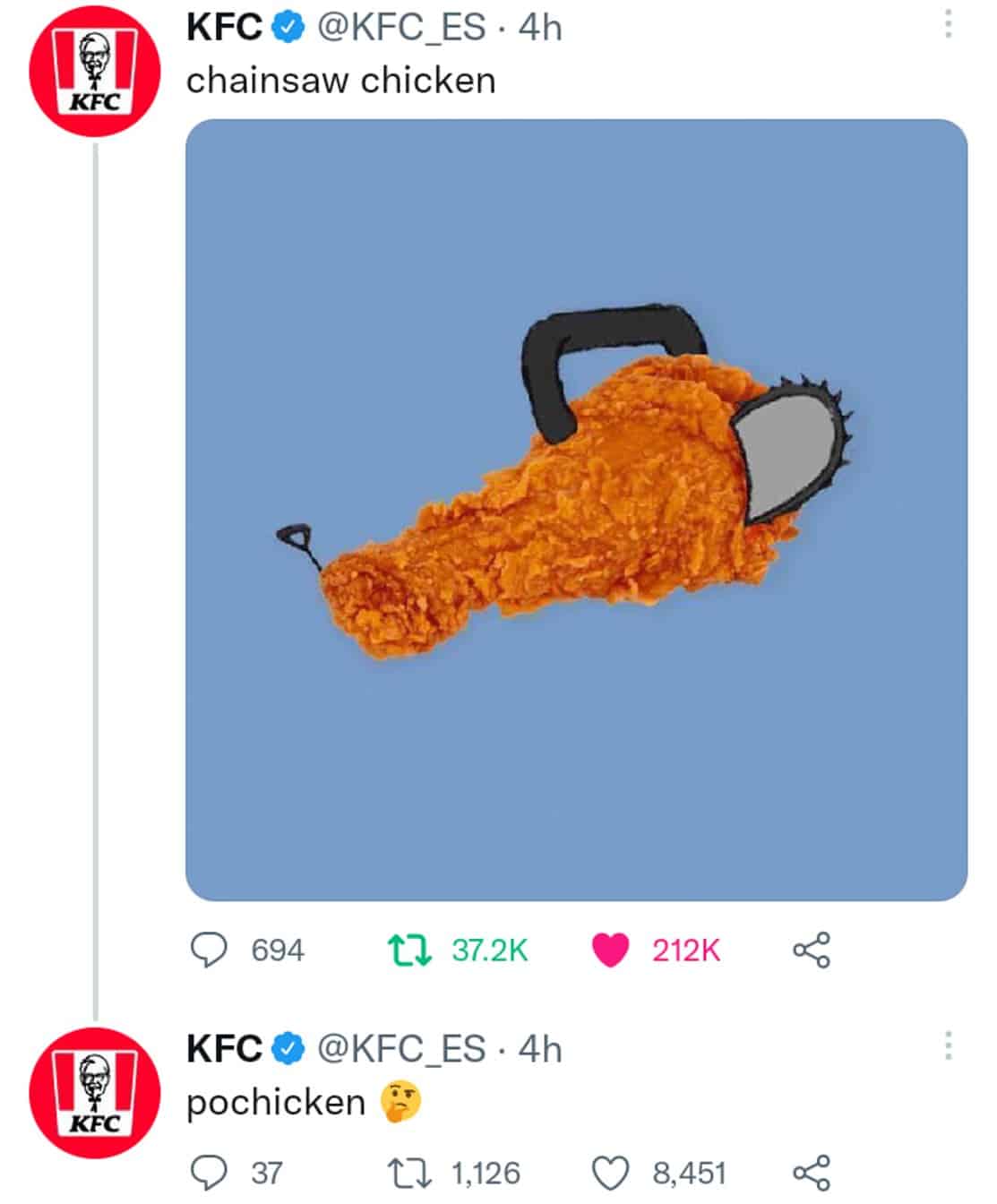 Chainsaw Man – KFC sorprendió a los fans mostrando una pieza de pollo inspirada en Pochita