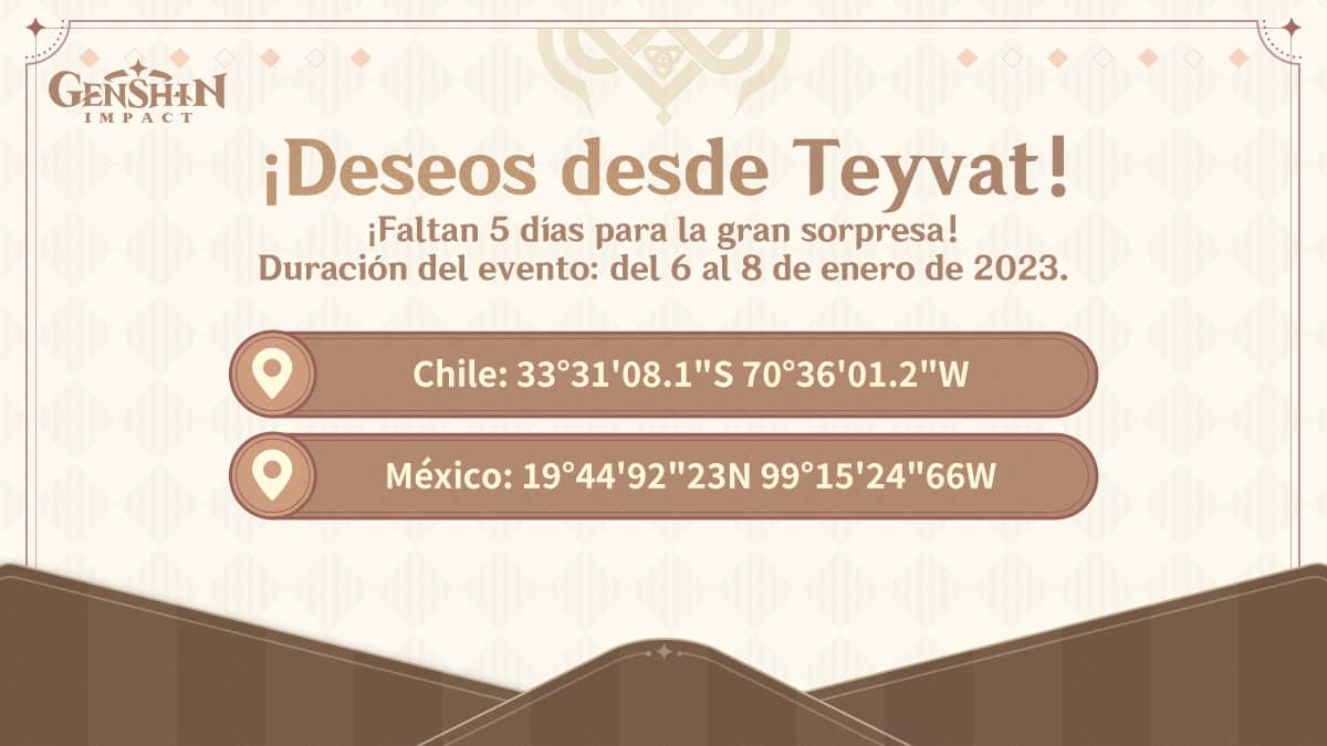 Genshin Impact Evento Mexico Y Chile Wishes From Teyvat Cordenadas 1